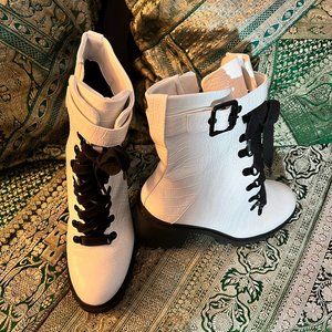 Mix No. 6 Valera Combat Boots - White - Size 8.5 - Faux Leather